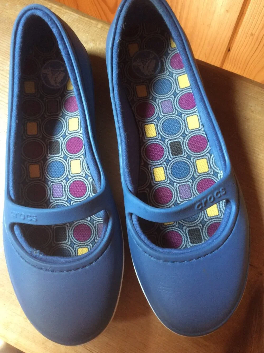Crocs Mary Jane Blue Slip On Comfort Womens Iconic Ballet Flat Shoes Size 8